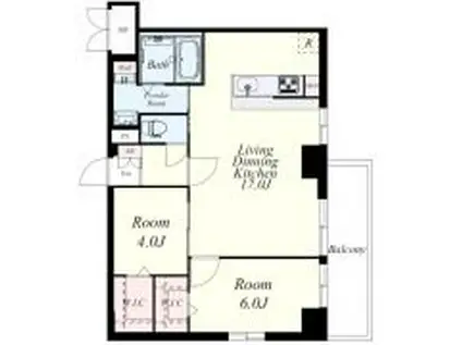 ベルコルティーレ(2LDK/6階)の間取り写真