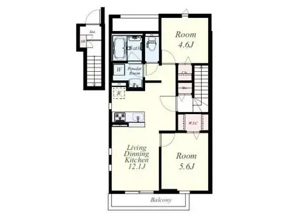 セントオブビレッジ箱崎(2LDK/2階)の間取り写真