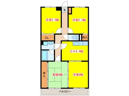 グランコート中郷(4DK/2階)の間取り写真