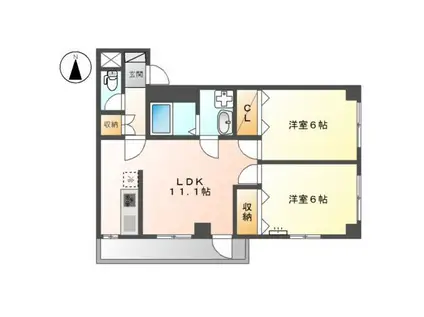 アメニティプレイス(2LDK/6階)の間取り写真