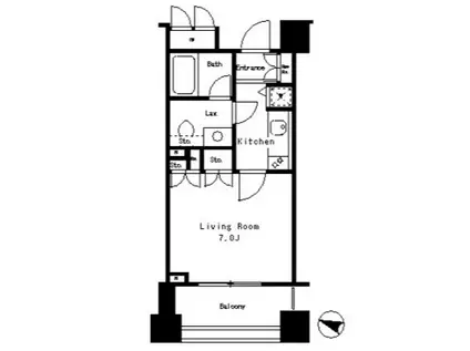 パークアクシス麻布仙台坂(1K/2階)の間取り写真