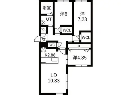 VILLAGE KOTONIヴィレッジ琴似(3LDK/1階)の間取り写真