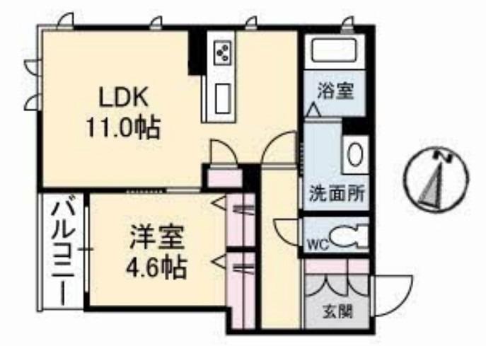 ルヴニール(1LDK/2階)の間取り写真