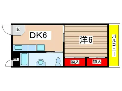 カーサ黒砂(1DK/2階)の間取り写真