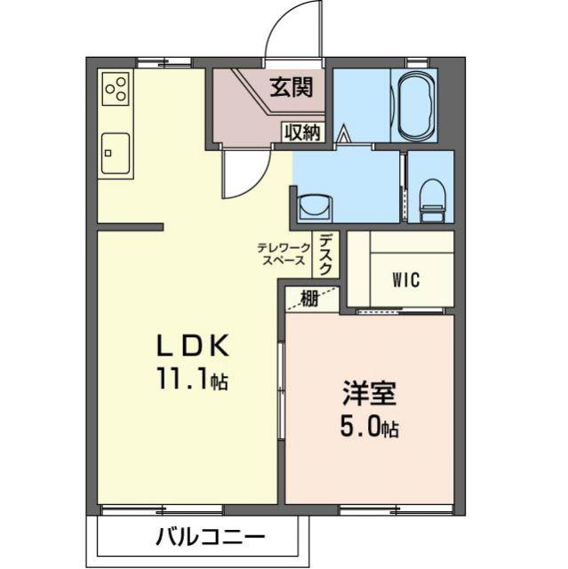 ドミールA(1LDK/2階)の間取り写真