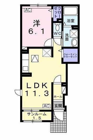ブライトノース(1LDK/1階)の間取り写真