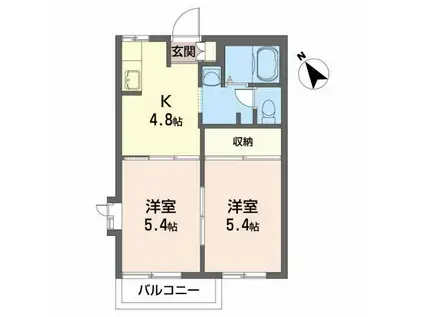 ディアス上堂C(2K/2階)の間取り写真