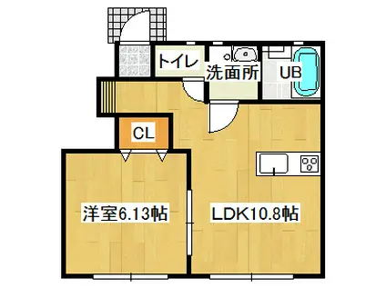 フォレスト平野B 西棟(1LDK/1階)の間取り写真