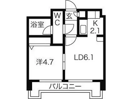 タクメナー(1DK/8階)の間取り写真