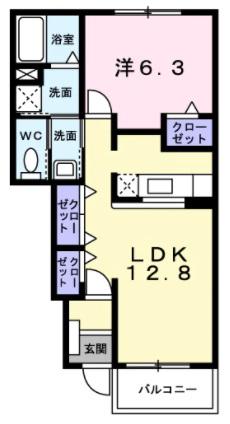 サンライズつるぎ(1LDK/1階)の間取り写真