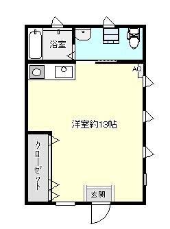 ウエスト SIDE(ワンルーム/2階)の間取り写真