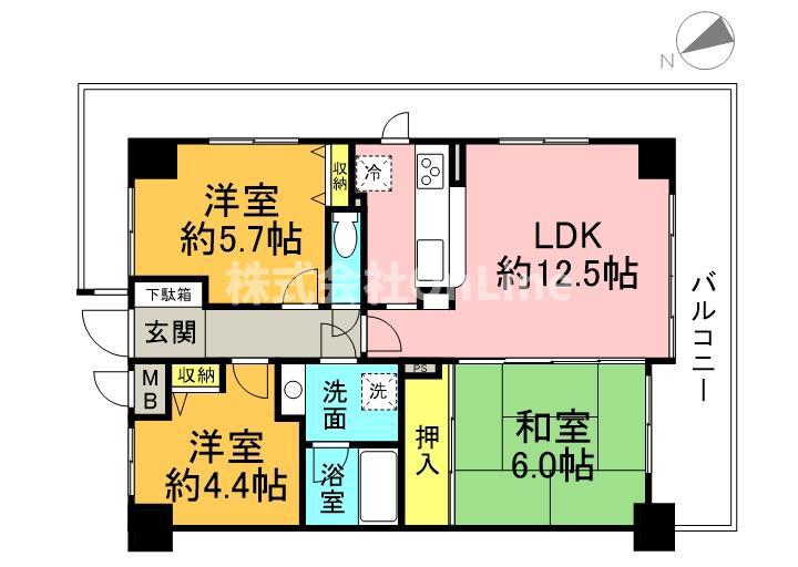 藤和シティホームズ永和(3LDK/8階)の間取り写真