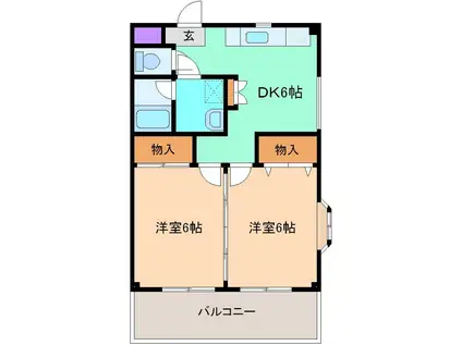 ベルメゾンタムラ(2DK/2階)の間取り写真