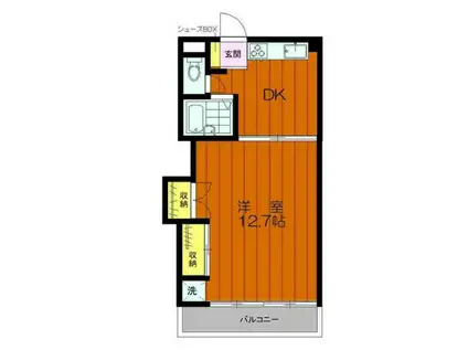 萩ハイツ(1DK/2階)の間取り写真