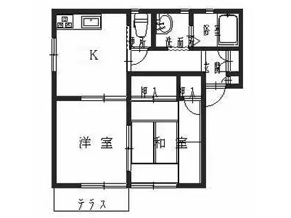ウイングA・B(2K/2階)の間取り写真
