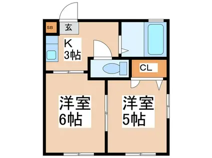 ラ・フォーレ里  II(2K/1階)の間取り写真