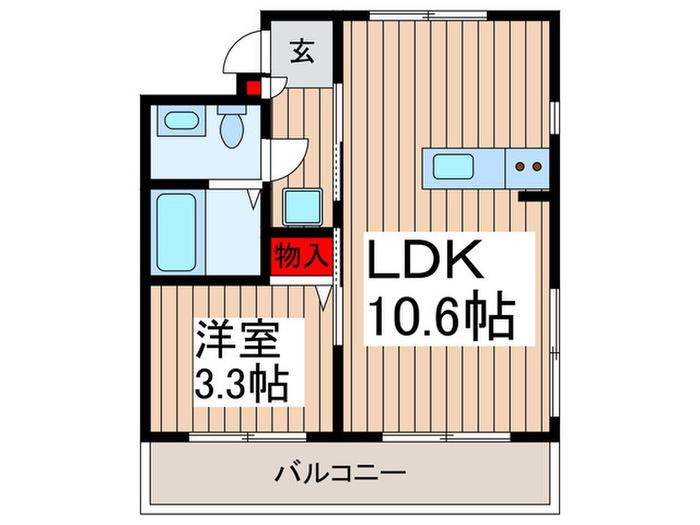 ベルハイツ(1LDK/3階)の間取り写真