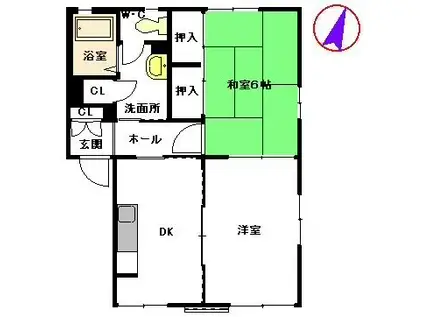 ヴィレスト椿(2DK/1階)の間取り写真
