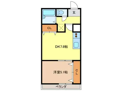 アビリティ常藤町(1DK/3階)の間取り写真