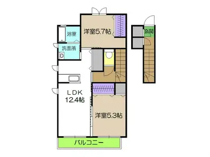 シャーメゾンフォレナ A棟(2LDK/2階)の間取り写真