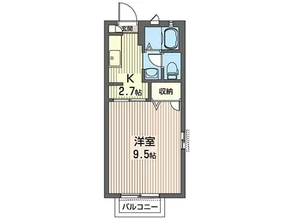 YHプレシャスI(1K/2階)の間取り写真