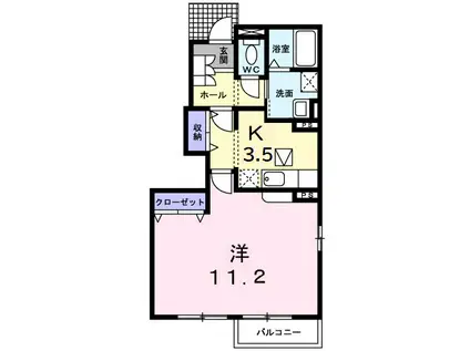 レスポワールA(1K/1階)の間取り写真