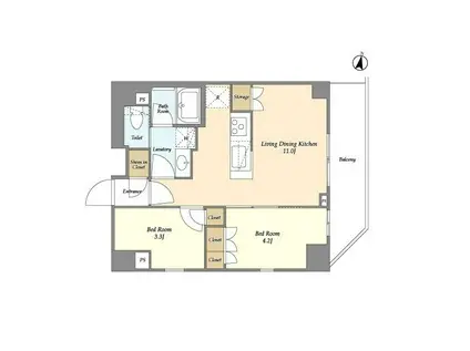 オーキッドレジデンス戸越公園(2LDK/8階)の間取り写真