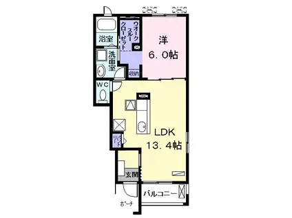 フィオーレI(1LDK/1階)の間取り写真