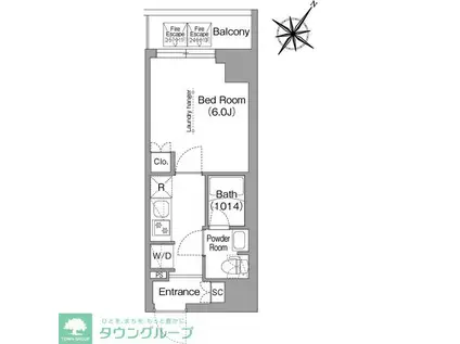 コンフォリア・リヴ横浜阪東橋(1K/10階)の間取り写真