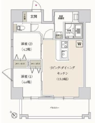 プライマル月島(2LDK/9階)の間取り写真