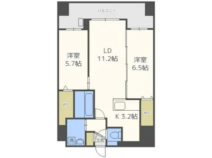 FER北3条 フェール北3条(2LDK/5階)の間取り写真