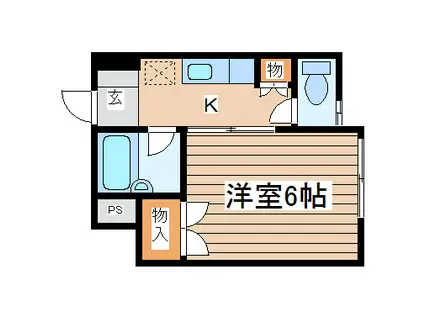 ベルソーレ北目町(1K/2階)の間取り写真