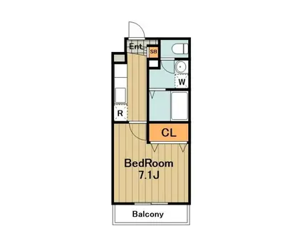 ベルフルール南橋本(1K/1階)の間取り写真