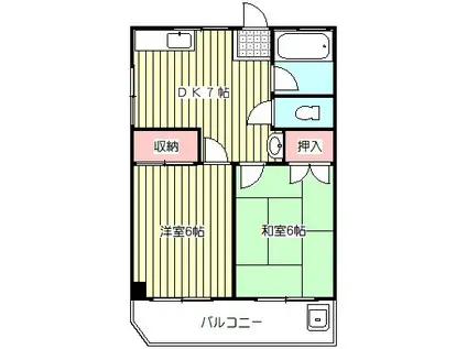 藤ハイツ(2DK/2階)の間取り写真