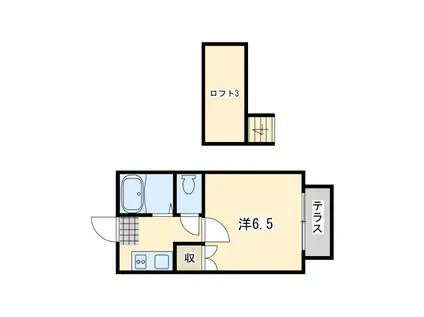 パレス南王子(1K/2階)の間取り写真