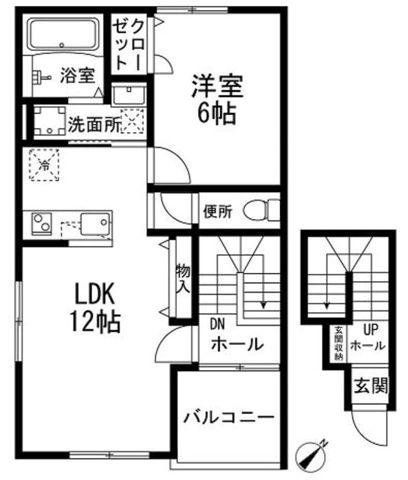 ブロンクスハウス(1LDK/2階)の間取り写真