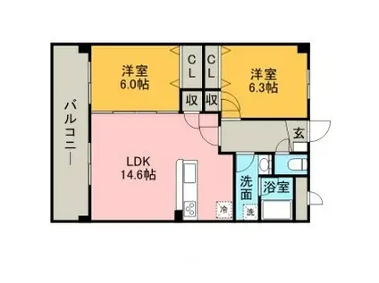 ファミーユシオハマ(2LDK/7階)の間取り写真