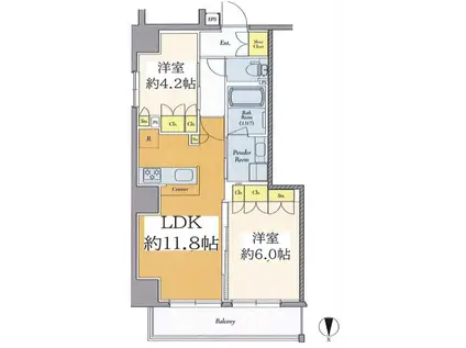 クレストコート西巣鴨(2LDK/7階)の間取り写真