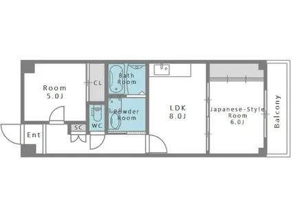 MEZON KAJI(2LDK/6階)の間取り写真