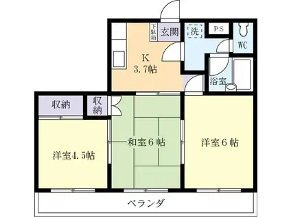 ペガサス小野川(3K/3階)の間取り写真