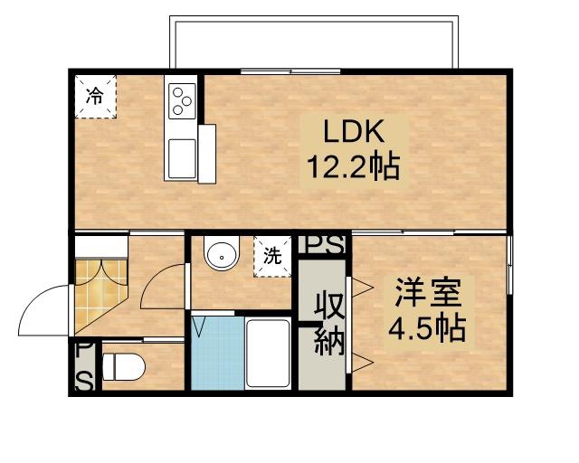 HONULEA仙北(1LDK/3階)の間取り写真