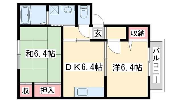 コンフォレスト(2DK/1階)の間取り写真