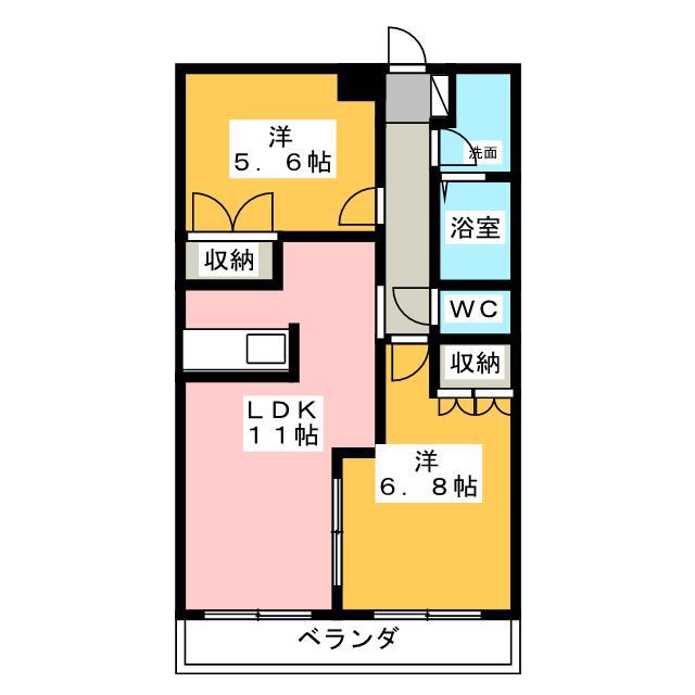 アイミーハイム(2LDK/1階)の間取り写真