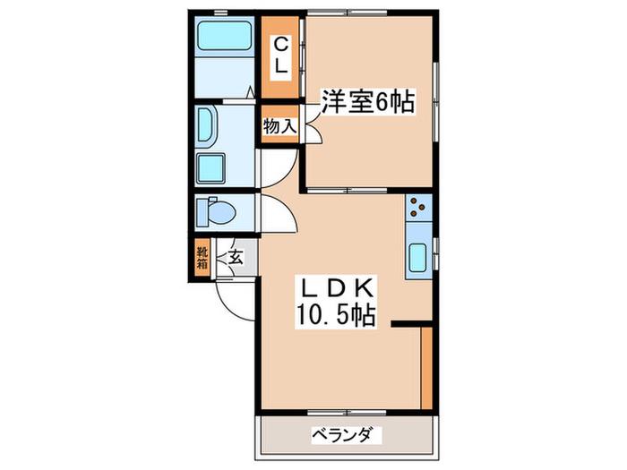 モアパーク(1LDK/2階)の間取り写真