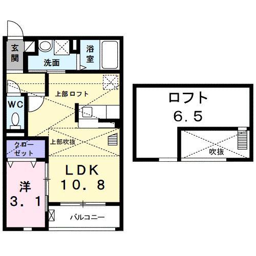 ロータス(1LDK/2階)の間取り写真