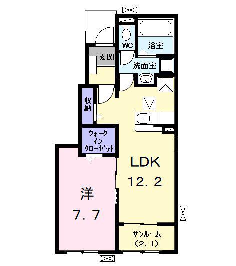 レスポワール鯏浦(1LDK/1階)の間取り写真