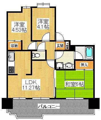 INSURANCE BLDG.IX(3LDK/10階)の間取り写真
