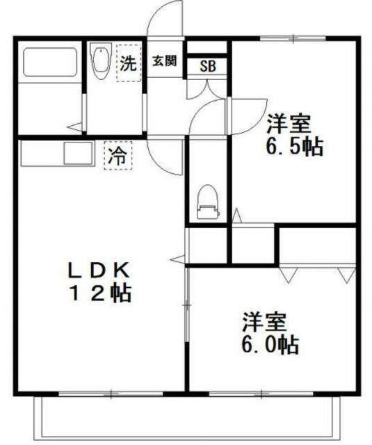 プランドールB棟(2LDK/1階)の間取り写真