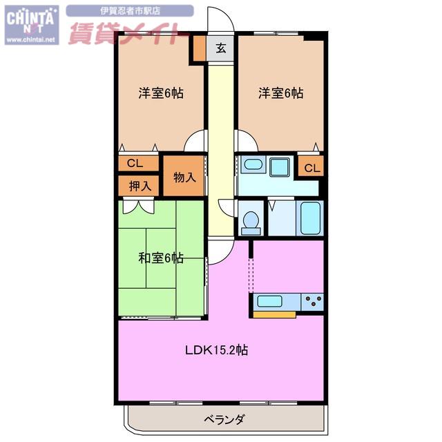 ラフィネ(3LDK/3階)の間取り写真