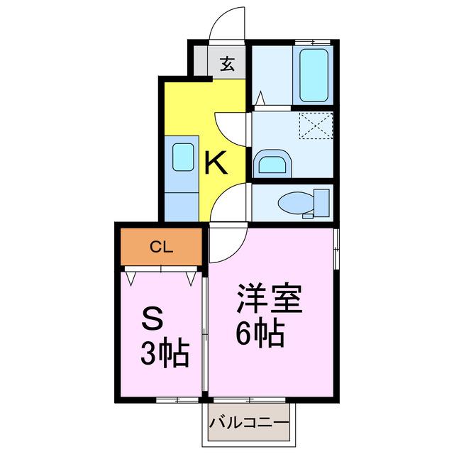 クワトロ(1SK/1階)の間取り写真